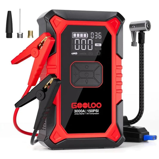 GOOLOO A3 Portable Car Jump Starter with Air Compressor, 3000A Car Battery Jump Starter