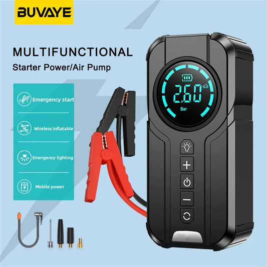 Car Jump Starter Air Pump Power Bank Lighting Portable Air Compressor 4 In 1 Cars Battery Starters Starting